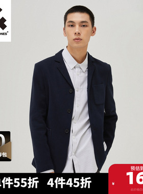 杰克琼斯outlets秋通勤男西服修身纯色商务蓝色休闲西外套男装