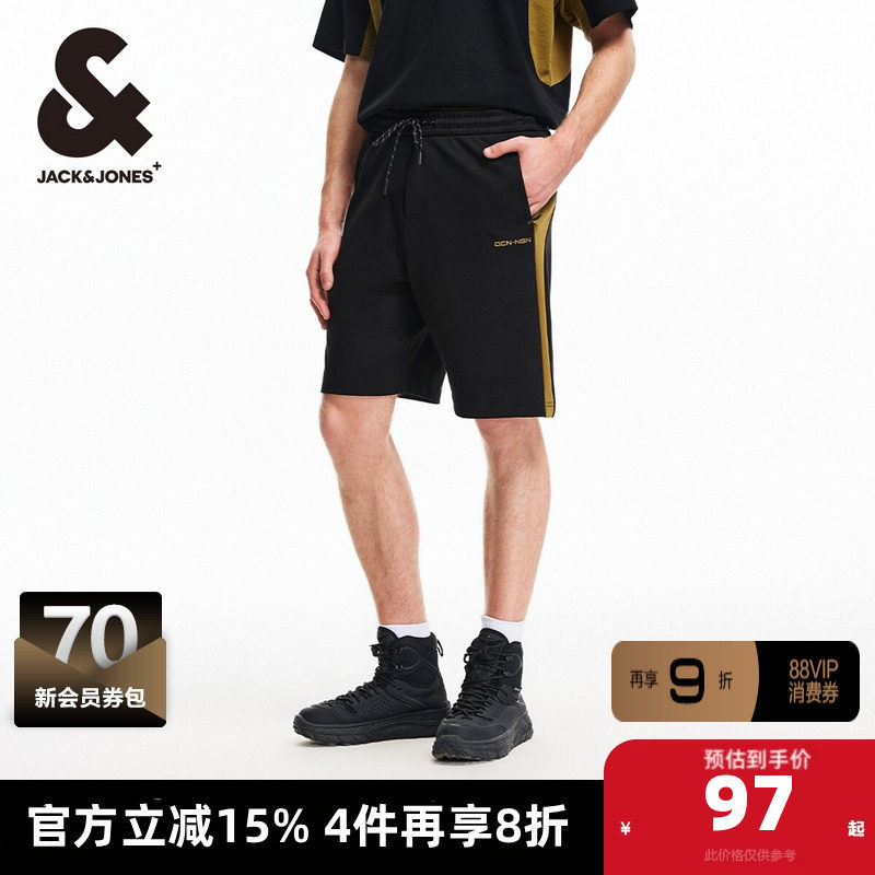 杰克琼斯outlets春季舒适潮宽松立体感字母胶印休闲短裤男裤男