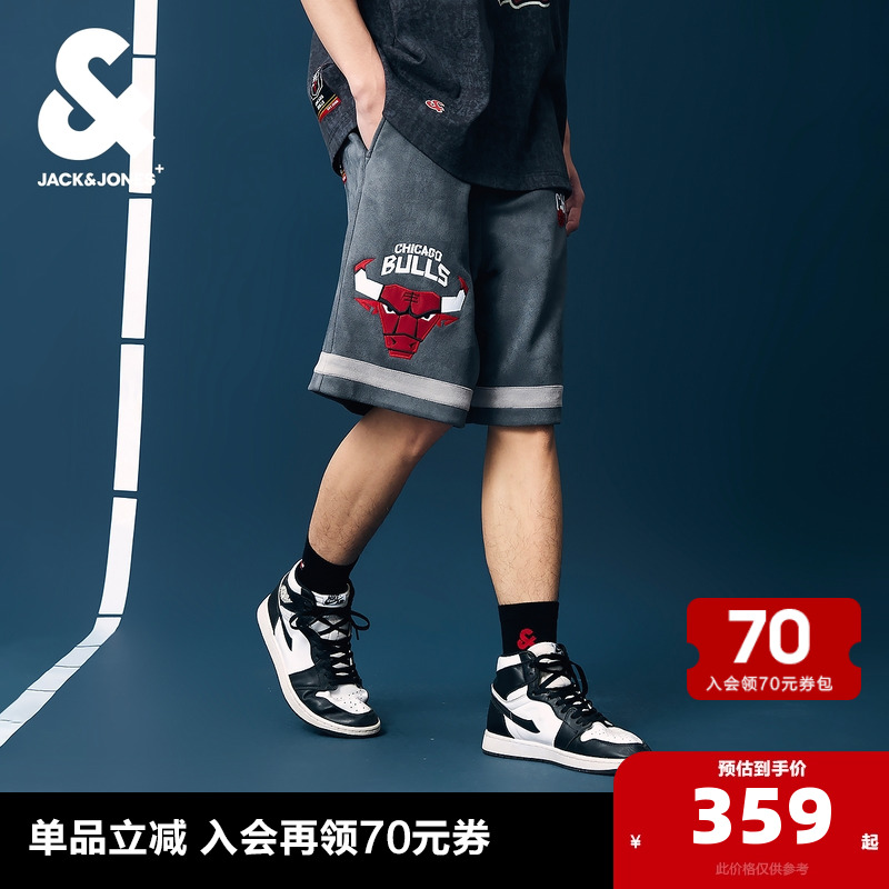 杰克琼斯24春季款NBA联名公牛队潮流宽松字母舒适运动休闲短裤男