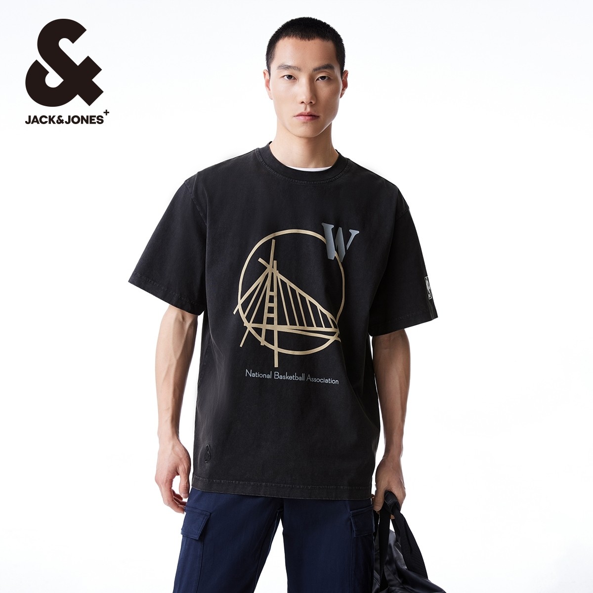 杰克琼斯男士短袖T恤男装夏季新款NBA联名勇士队刺绣运动宽松纯棉,男装,T恤,淘宝优惠券,粉丝福利购,淘宝优惠卷