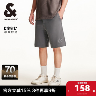 子男装 杰克琼斯奥特莱斯夏季 短裤 字母刺绣抽绳宽松休闲五分裤 新款