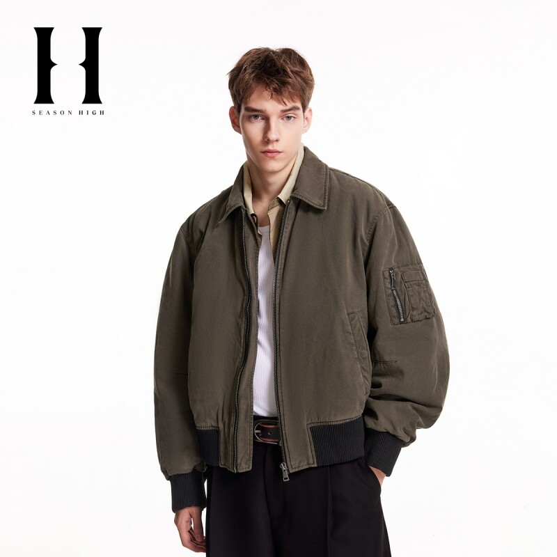 SEASONHIGH春款男士棉夹克翻领宽松潮流休闲多口袋上衣外套男装