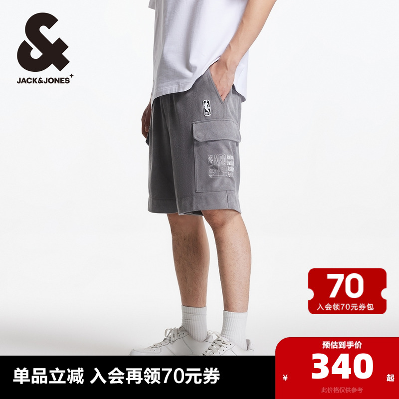 杰克琼斯outlets夏季NBA联名松紧抽绳腰头运动时尚宽松短裤子男装