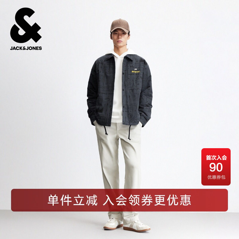 杰克琼斯秋季男装棉衣服宽松翻领常规BSQ联名刺绣时尚百搭高级感