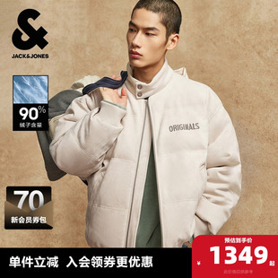 潮流字母刺绣绒感面料百搭外套 羽绒服半高领时尚 杰克琼斯男装 冬季