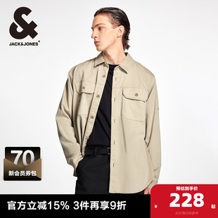 男装 杰克琼斯冬季 男款 略宽松胸前双侧贴袋潮流舒适尖领衬衫 新款