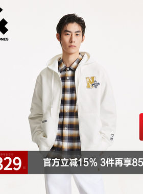 杰克琼斯奥特莱斯NBA联名鹈鹕队男装春秋季卫衣连帽字母刺绣外套