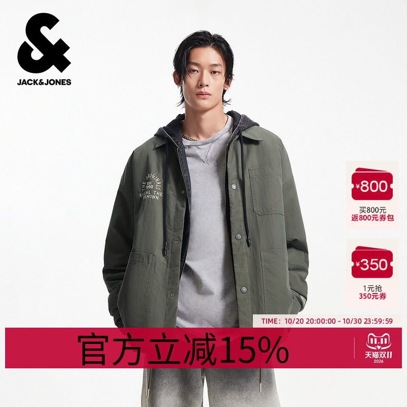 杰克琼斯男生春秋季翻领宽松棉服2025年新款潮流百搭保暖上衣
