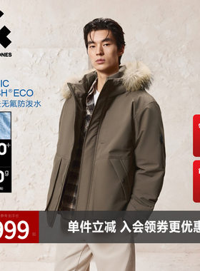 【防泼水】杰克琼斯男装冬季羽绒服宽松可拆卸貉子毛领连帽外套