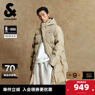 杰克琼斯奥特莱斯NBA联名款男装羽绒服秋季2025年合体连帽中长款