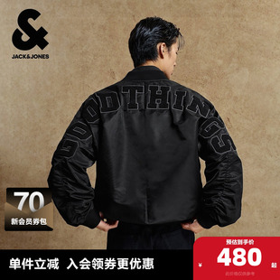 毛巾绣贴布棒球领廓形保暖外套 2025年新款 杰克琼斯男装 棉服秋季