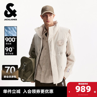 杰克琼斯男装 NBA金州勇士队联名秋冬羽绒马甲刺绣立领保暖外套