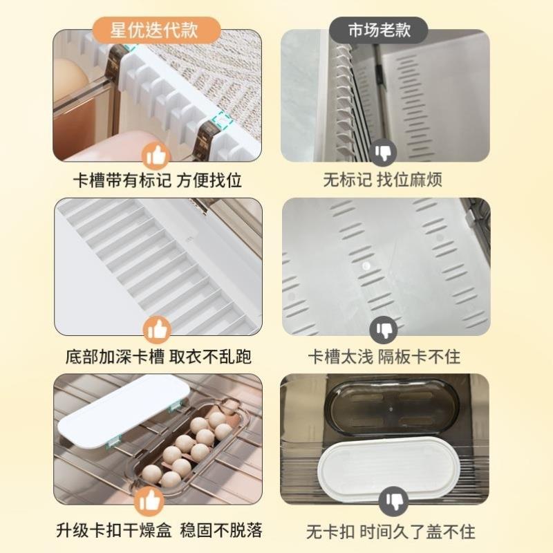 双开门分格收纳箱！衣柜分层神器抽拉隔板衣物裤子折叠整理盒