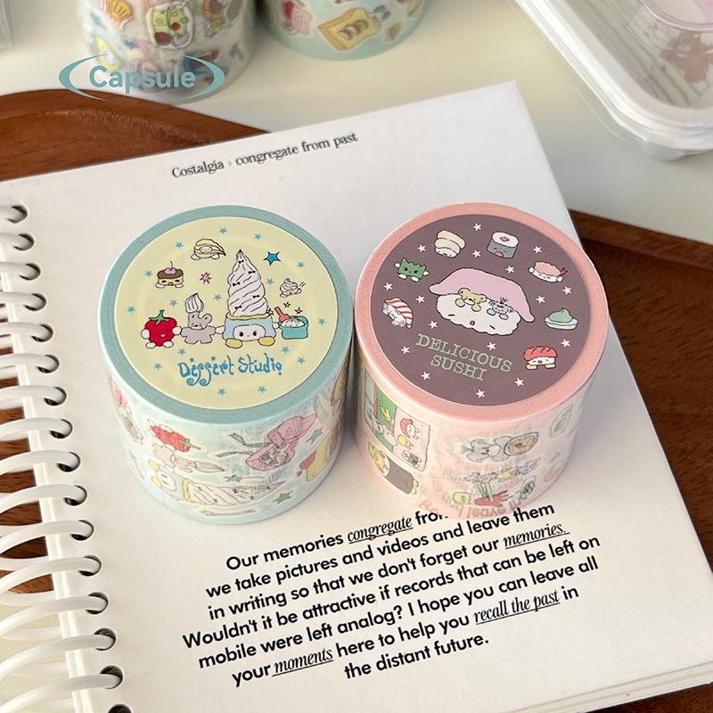 美味寿司甜点工坊萌力胶囊vol.6原创韩系可爱手账切膜胶带贴5m卷