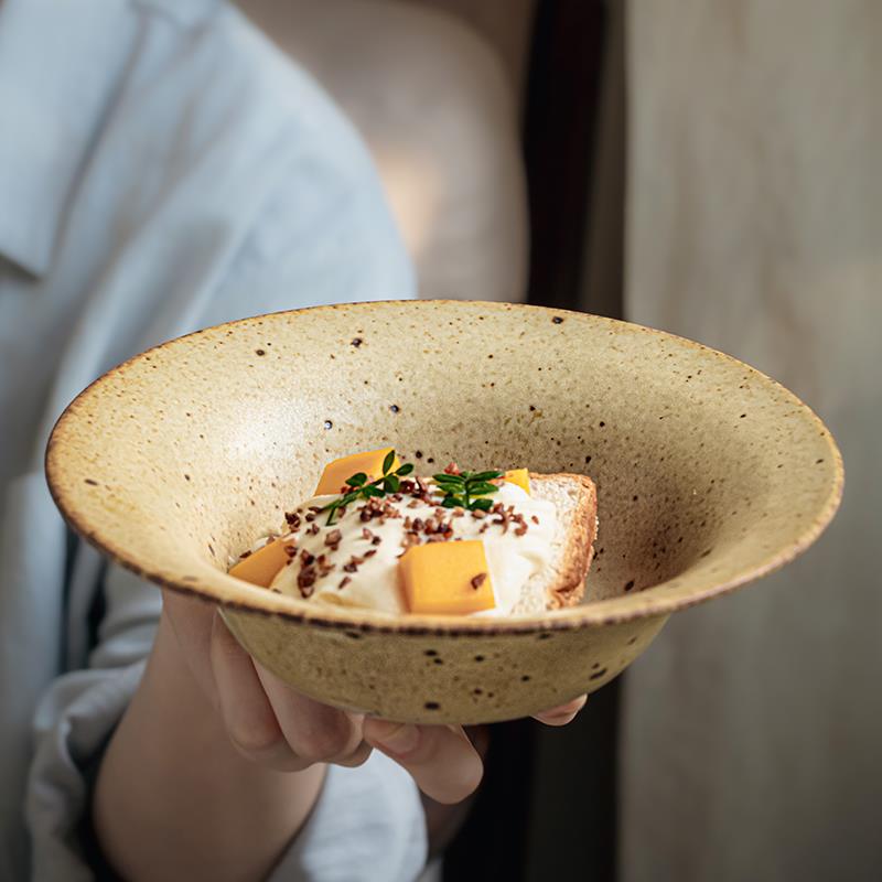 巷子尾〖美食博主同款〗7.5英寸草帽碗复古粗陶汤碗日式斗笠面碗