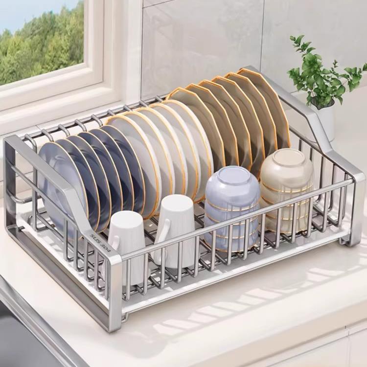 德国304不锈钢碗架单层晾碗架家用2025新款台面碗盘沥水架收纳盒