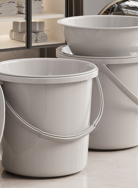 水桶家用加厚手提桶脸盆盖子水勺套装学生洗漱洗澡洗衣泡脚塑料桶