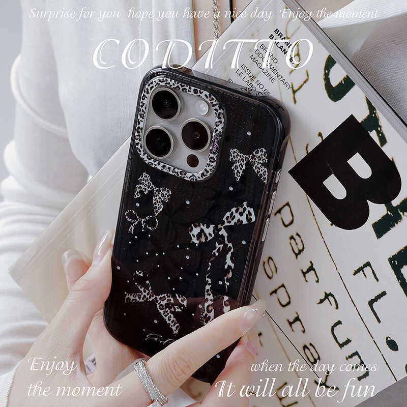 豹纹双层蝴蝶结coditto手机壳