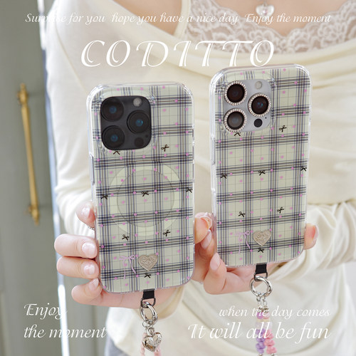 coditto粉点方格适用苹果手机壳