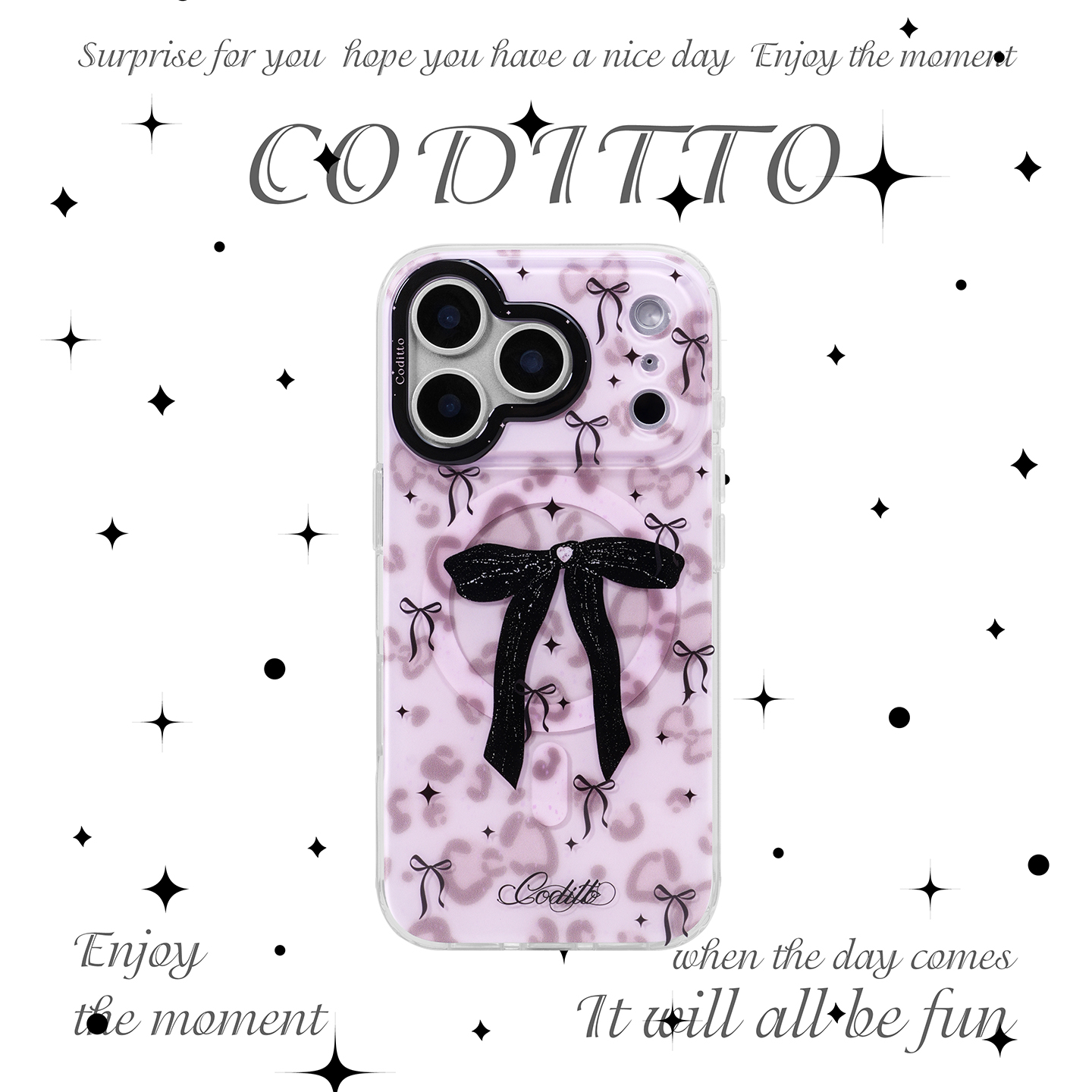 coditto粉色豹纹适用苹果手机壳