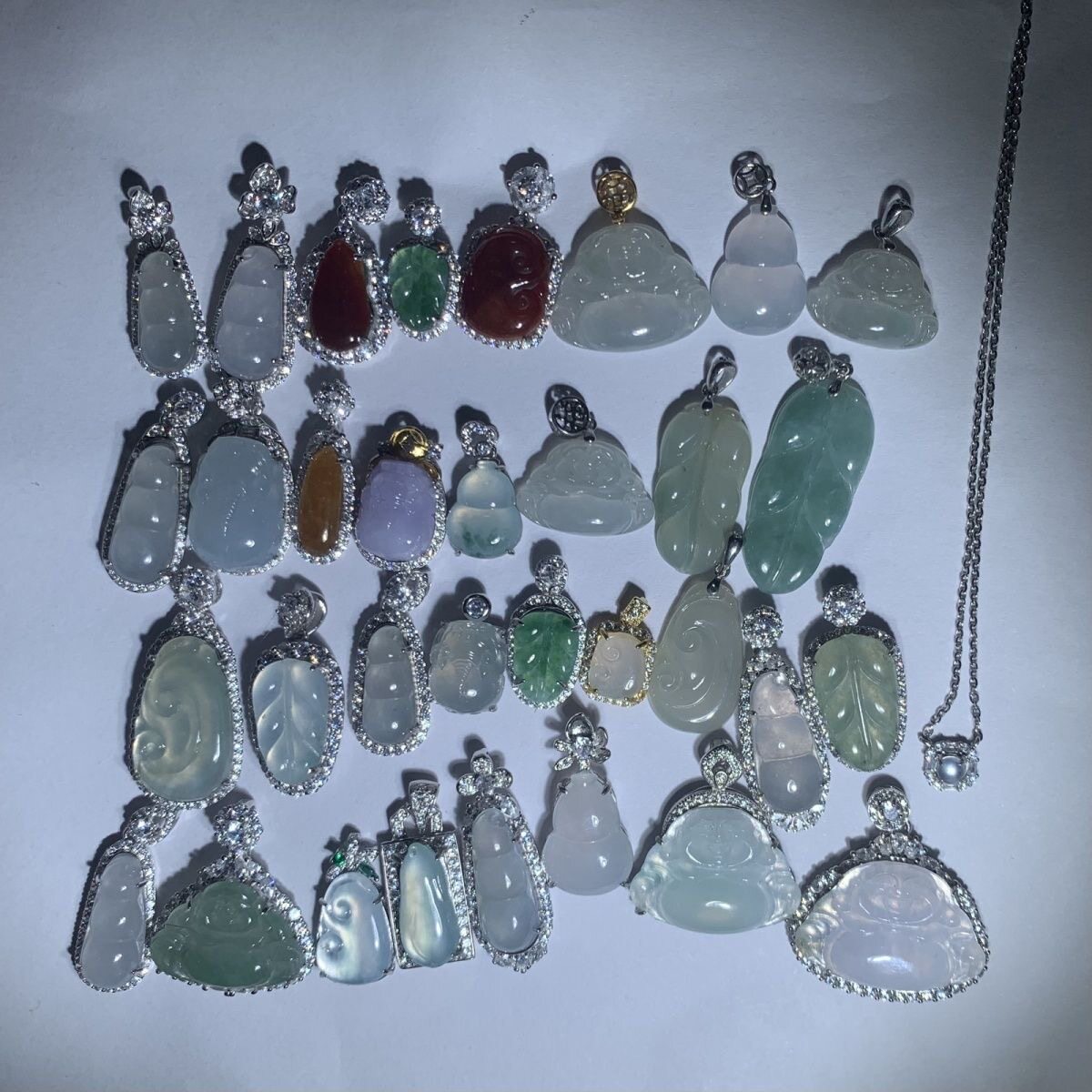 天然翡翠A货缅料紫罗兰福瓜高冰福豆红翡如意吊坠通体925银