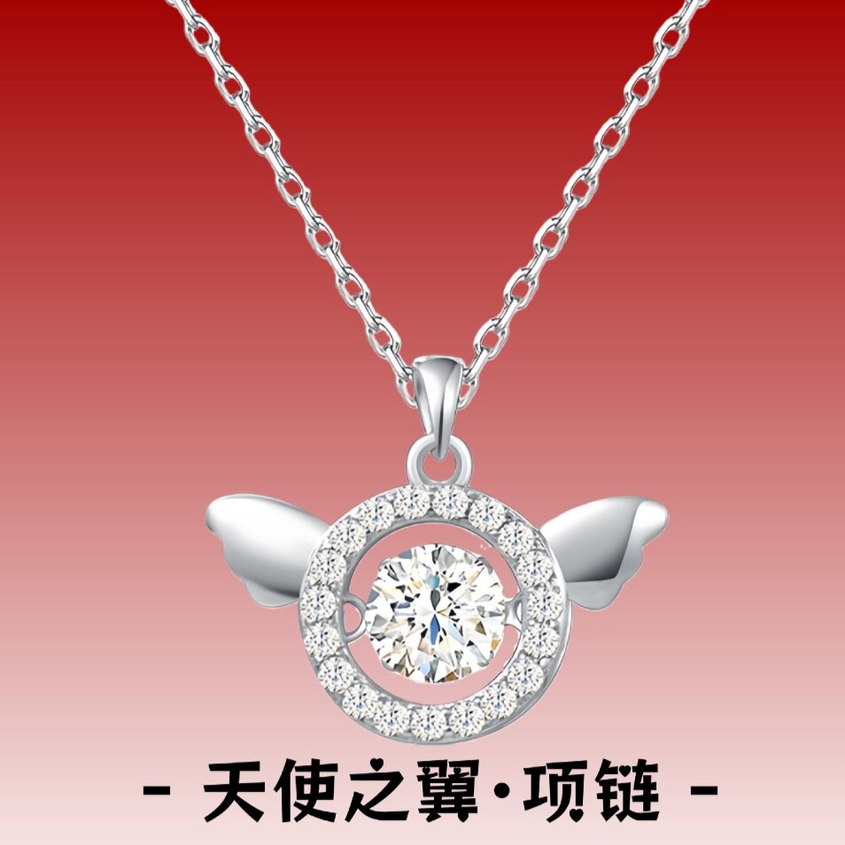 足银999跳动的心纯银项链灵动天