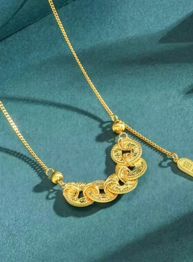 S999足银五帝钱币碎冰冰项链爆闪