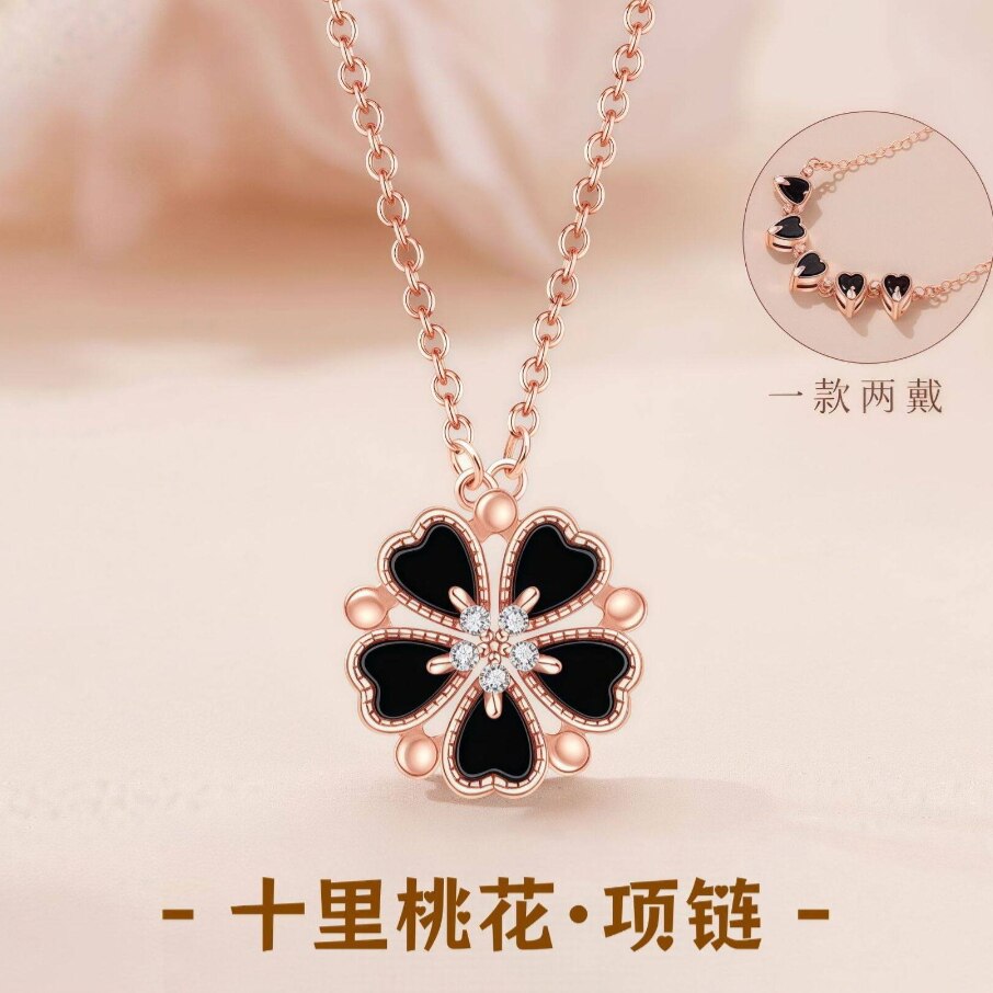 S999纯银项链十里桃花锁骨链一款