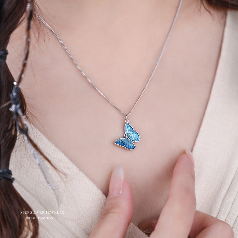 925纯银蝴蝶ins锁骨链女韩国东大