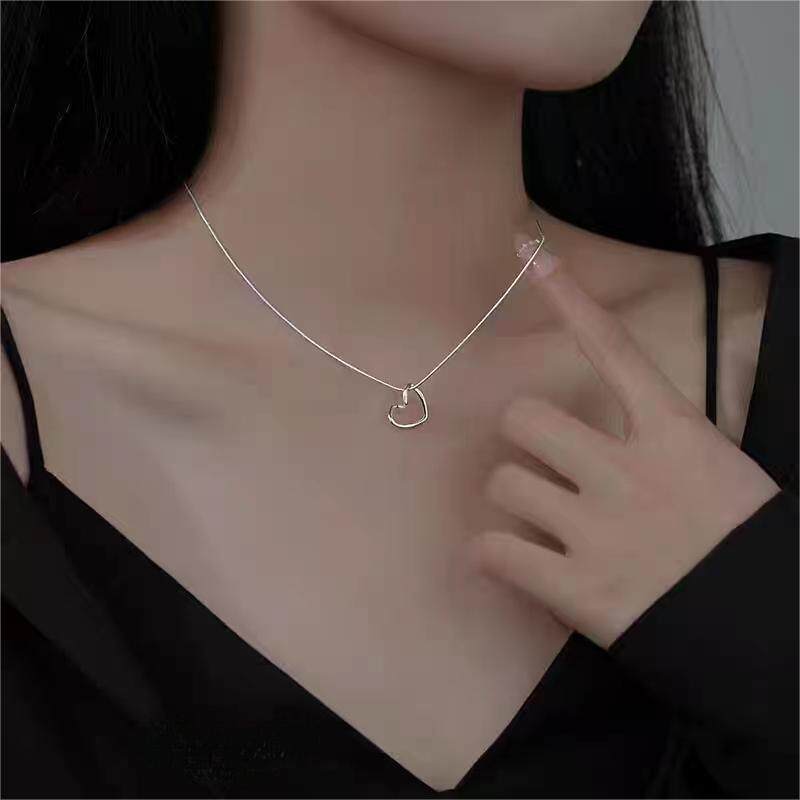 999足银镂空桃心项链女轻奢高级