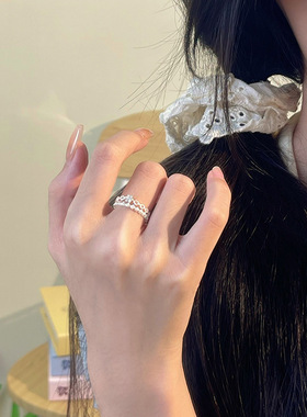 s925纯银双层皇冠戒指女日韩简约
