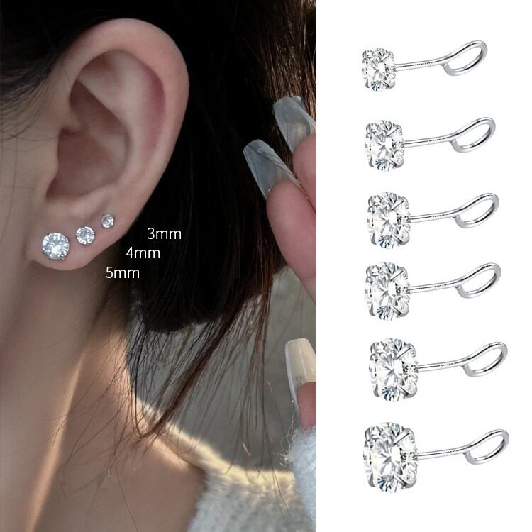 s999纯银四爪耳钉女日常通勤简约