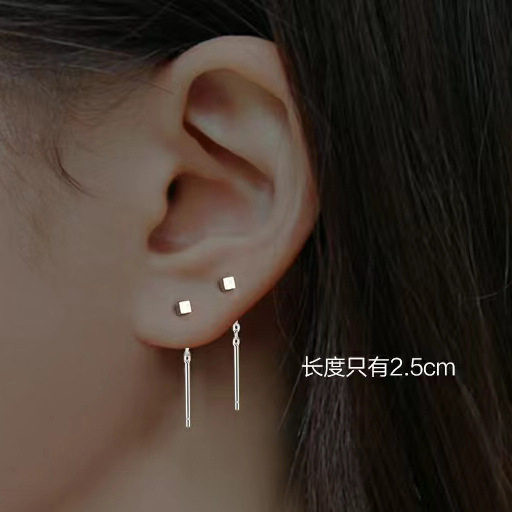 S999纯银轻奢耳线蝴蝶四叶草简约