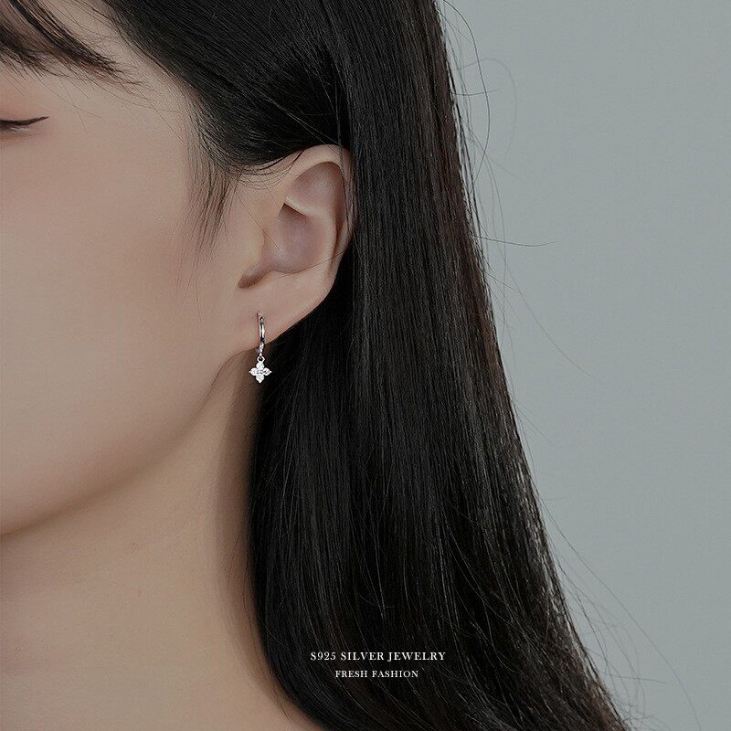 四叶草耳环女s925纯银韩版甜美耳