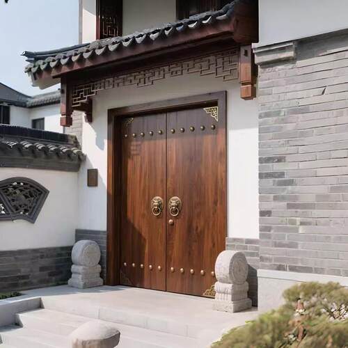 实木大门仿古老式木门中式别墅大门庭院双开大门自建房祠堂宗祠门