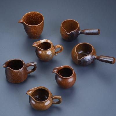 粗陶公道杯茶具茶道配件陶瓷还原烧公杯复古茶海匀杯日式茶器家用