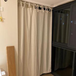 厨房短帘纯色日式北欧棉麻半遮光窗帘布门帘柜子遮挡帘遮丑帘定制