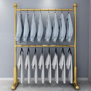 双层衣架落地可调节三层服装店挂衣架不锈钢展示架室内晾晒晾衣杆