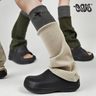 Solost 小众设计感抽绳喇叭腿套 亚文化运动风拼色袜套纯棉春夏季