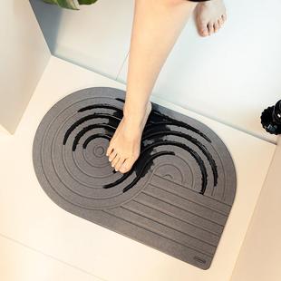 侘寂风卫生间浴室门口吸水防滑雕刻硬硅藻泥脚垫子洗手间厕所地垫