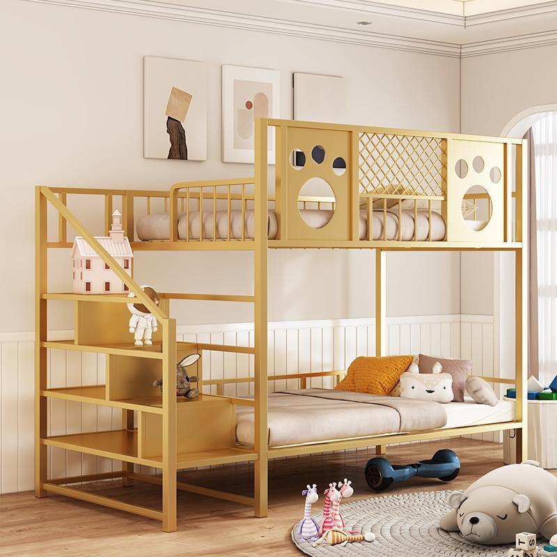 旗镇铁艺上下床1.8米双人高架床小户型儿童单上层子母床上床下桌