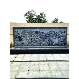 石雕浮雕壁画汉白玉中式五福青石影壁墙照壁定制窗花透雕别墅地雕
