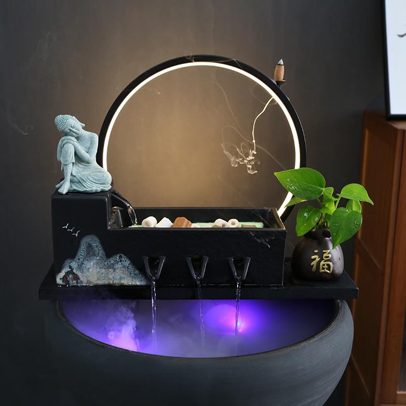 水族鱼缸过滤器增氧泵循环系统创意净水器古法养鱼缸鱼池假山造景