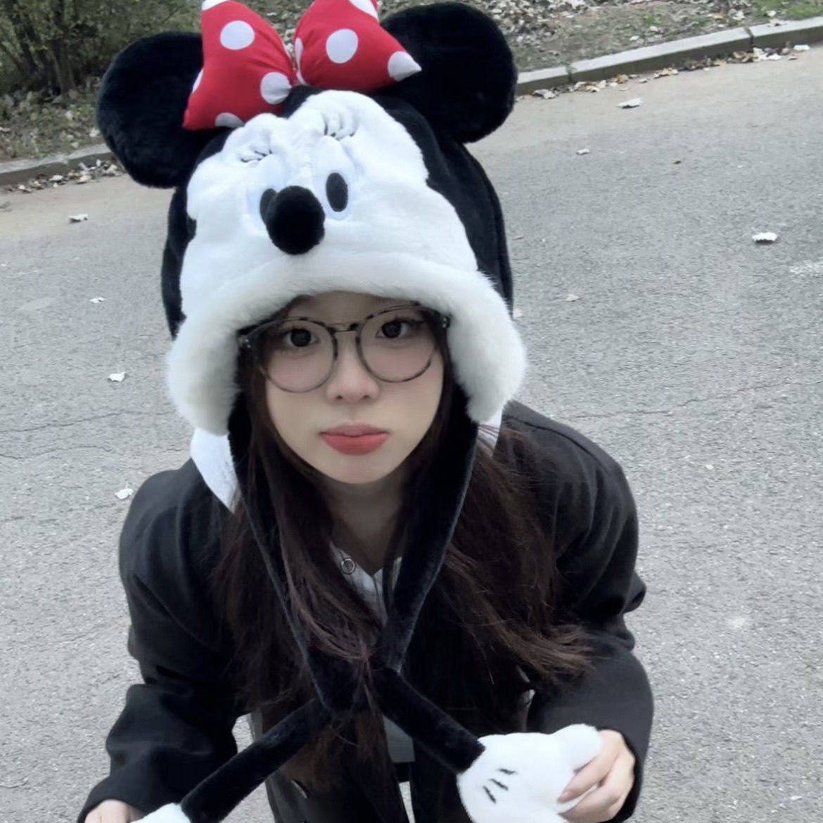 米妮帽子奇毛茸冬季保暖加厚加绒