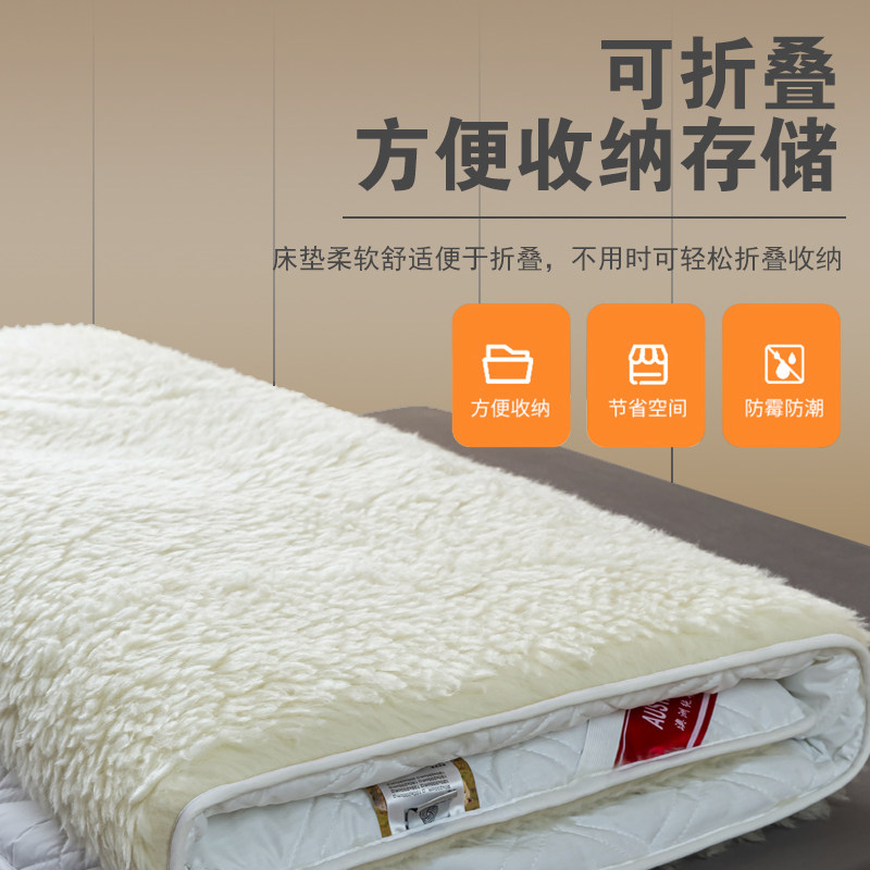 澳洲纯羊毛床垫软垫冬季加厚家用双人垫子榻榻米羊羔绒被褥子铺床