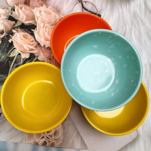 塑料碗家用饭碗加厚耐摔菜碗防烫汤碗面碗原因彩色可爱餐厅沙拉碗