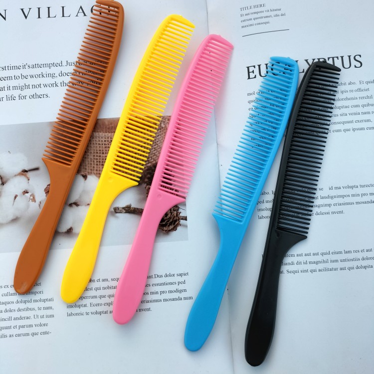 【直发护理美发梳】家用彩色中齿细柄梳熟胶不易断塑料梳子便携式