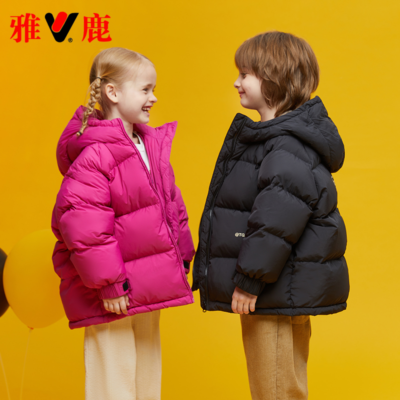 雅鹿男童女童加厚保暖羽绒服