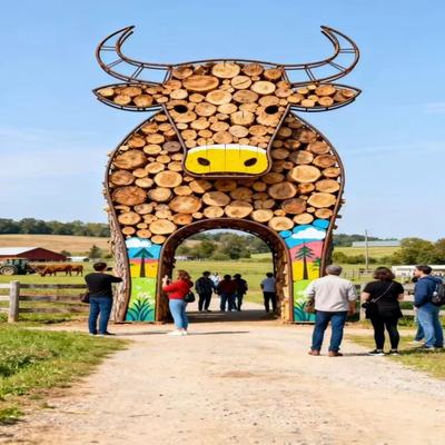 户外庭院微景观创意摆件木质装饰布置动物农舍拍摄道具摆设