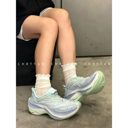 CHRTTAN 潮流感拉满！26ss 圆头拼接撞色字母系带厚底老爹鞋 女